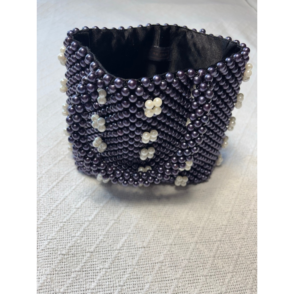 Preloved Purple & Ivory La Regale Made In India Beaded Mini Box Bag - Picture 3 of 9